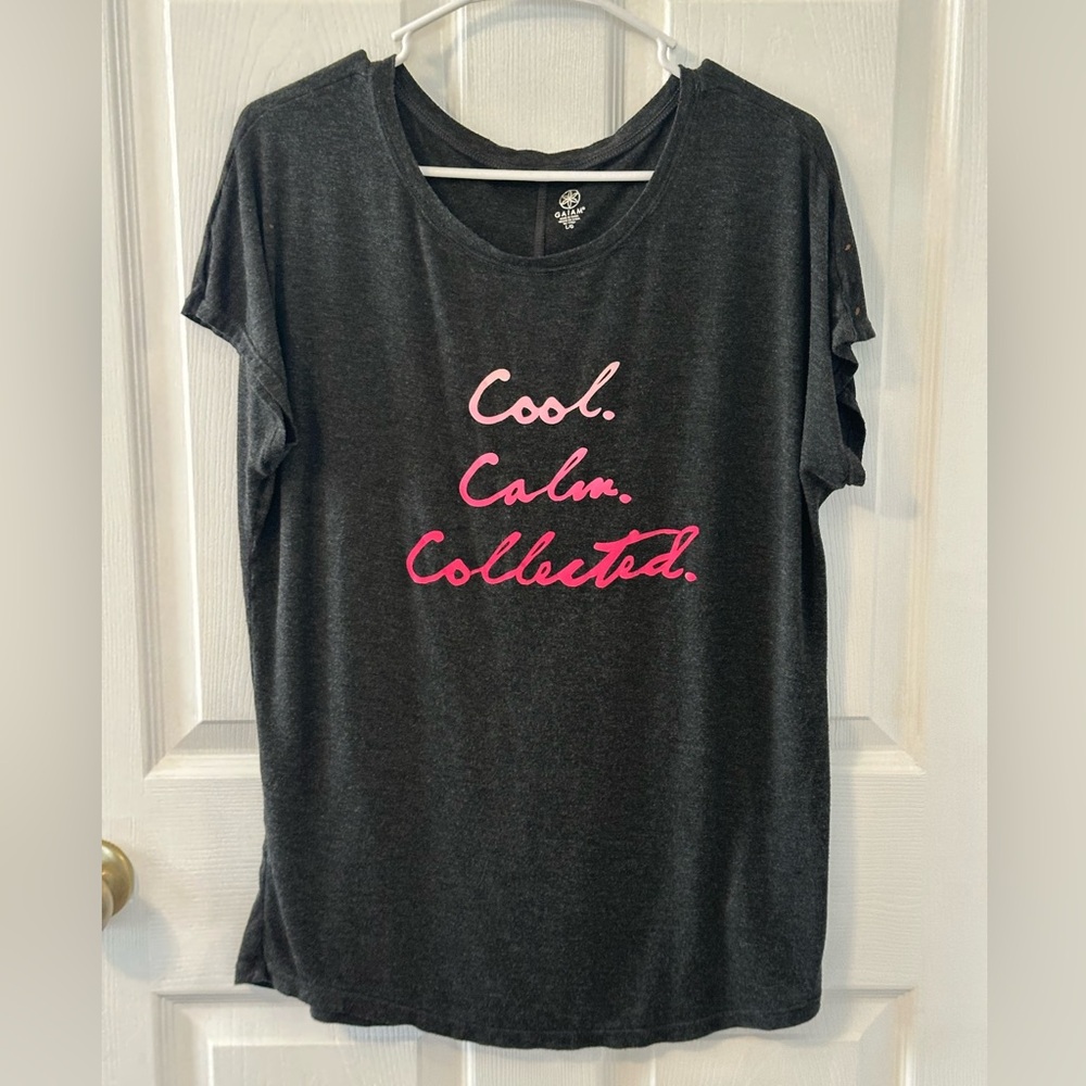 Graphic Tee - Cool Calm Collected - Black with Pink Script